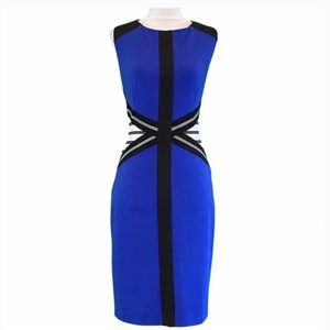 EUC Ivanka Trump Royal Blue/Black Colorblock Sleeveless Sheath Dress